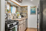 Gas range, oven, fully equipped galley kitchen